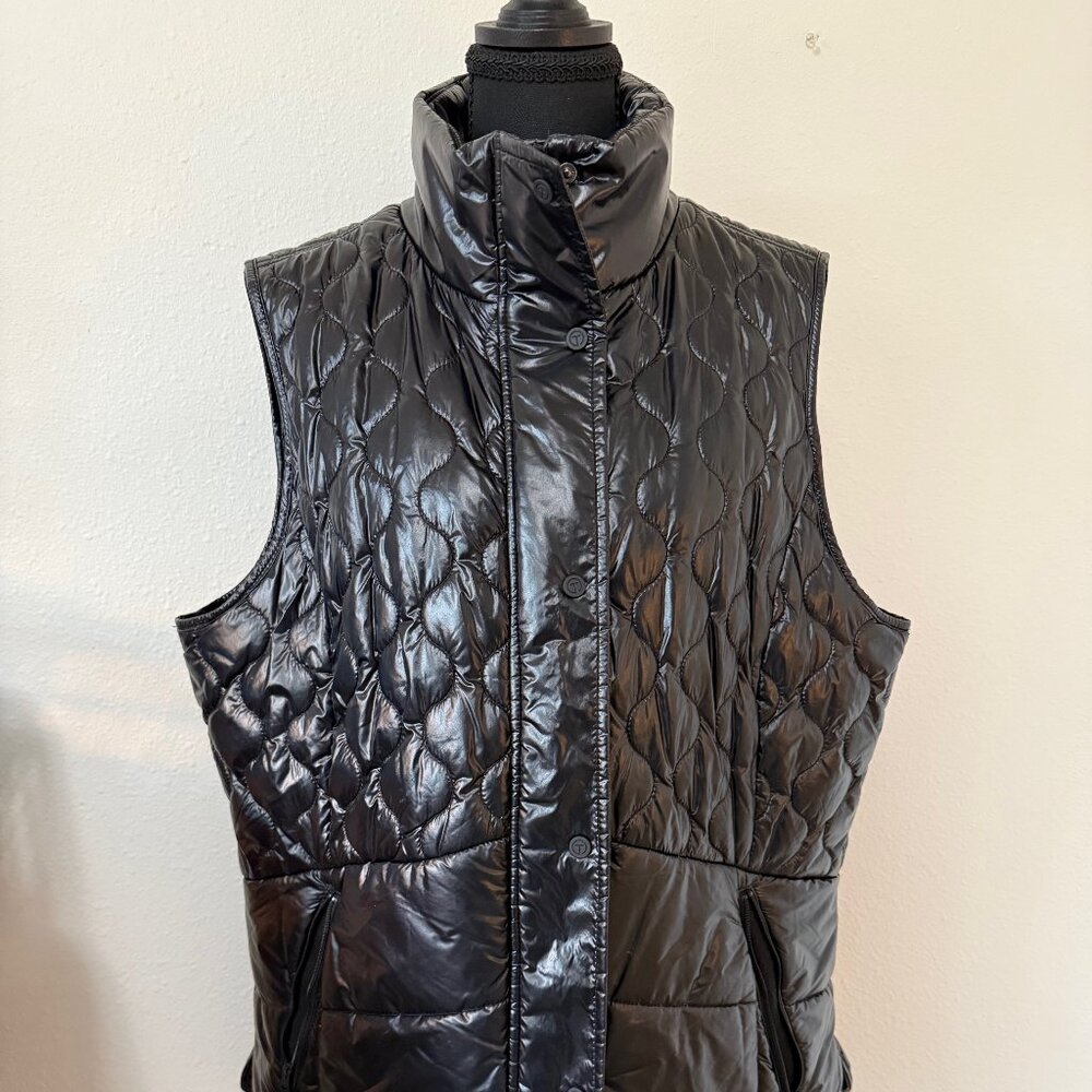 Talbots Shiny Black Quilted Vest- XL